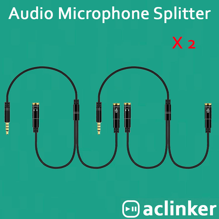 ACL 2 X Headphone Auido Microphone Splitter Adapter Aux 3.5mm Male