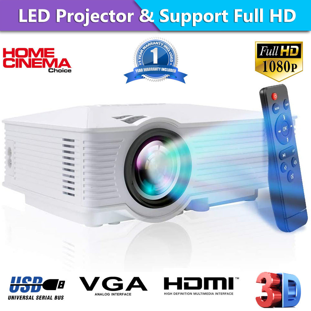 Mini projecteur portatif 1080P Ultra-HD LED Projector Projecteur de cinéma  à Domicile ACL 4000 h Support de durée de Vie de la Lampe 30000h USB / HD /  SD / AV /