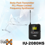 E-Lektron Belt pack UHF transmitter headset and Lavalier Tie-clip for IU-4013 IU-2080