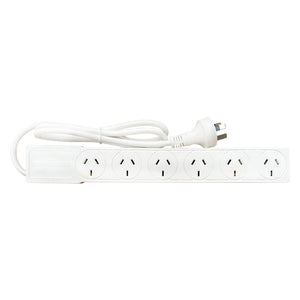 DL White 6 outlet Power board overload protection 10A 240V SAA