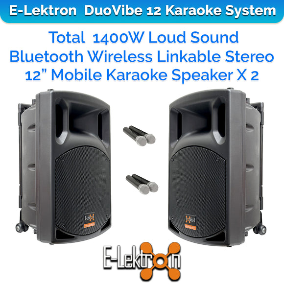 E-Lektron Duevibe 12 1400W 2 X 12 inch UHF Mics TWS Bluetooth Portable Speakers System PA UHF Mics (Copy)