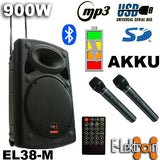 E-Lektron EL38-M Set 2X15" inch TWS Linkable Bluetooth 5.0 Portable 1800W Powerful PA Speakers Sound System