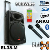 E-lektron Kvocal 15 Portable Bluetooth Speaker with 2 Wireless Microphones and Mic Stands