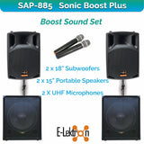 E-Lektron Sonic Boost Plus SAP 885 Bluetooth Vocal Bass Sound PA System 2 X UHF Mics