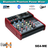 E-Lektron SE-4MM 4 Channel Bluetooth Audio Mixer Phantom Power w/ Condenser Mic