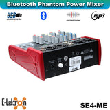 E-Lektron SE-4MM 4 Channel Bluetooth Audio Mixer Phantom Power w/ Condenser Mic