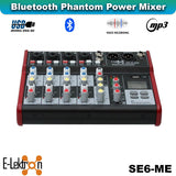 E-Lektron SE-6MM 6 Channel Bluetooth Audio Mixer Phantom Power w/ Condenser Mic