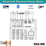 E-Lektron SE-6MM 6 Channel Bluetooth Audio Mixer Phantom Power w/ Condenser Mic