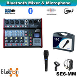 E-Lektron SE-6MM 6 Channel Bluetooth Audio Mixer Phantom Power w/ Condenser Mic