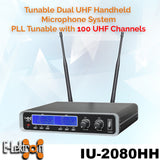 IU-2080HS Dynamic UHF Digital 100 Channels Tunable Wireless Microphone System 2xHandset