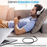 Aux 3.5mm Headphone Extension Male to Female Audio Stereo Cable with Silver-Plating Copper Compatible with iPhones Tablets