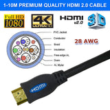 HDMI 2.0 High Speed Cable 5M Gold Plated Connectors Ethernet ARC HD 1080p 3D Cinema Plus 28AWG 4K 60Hz HDCP